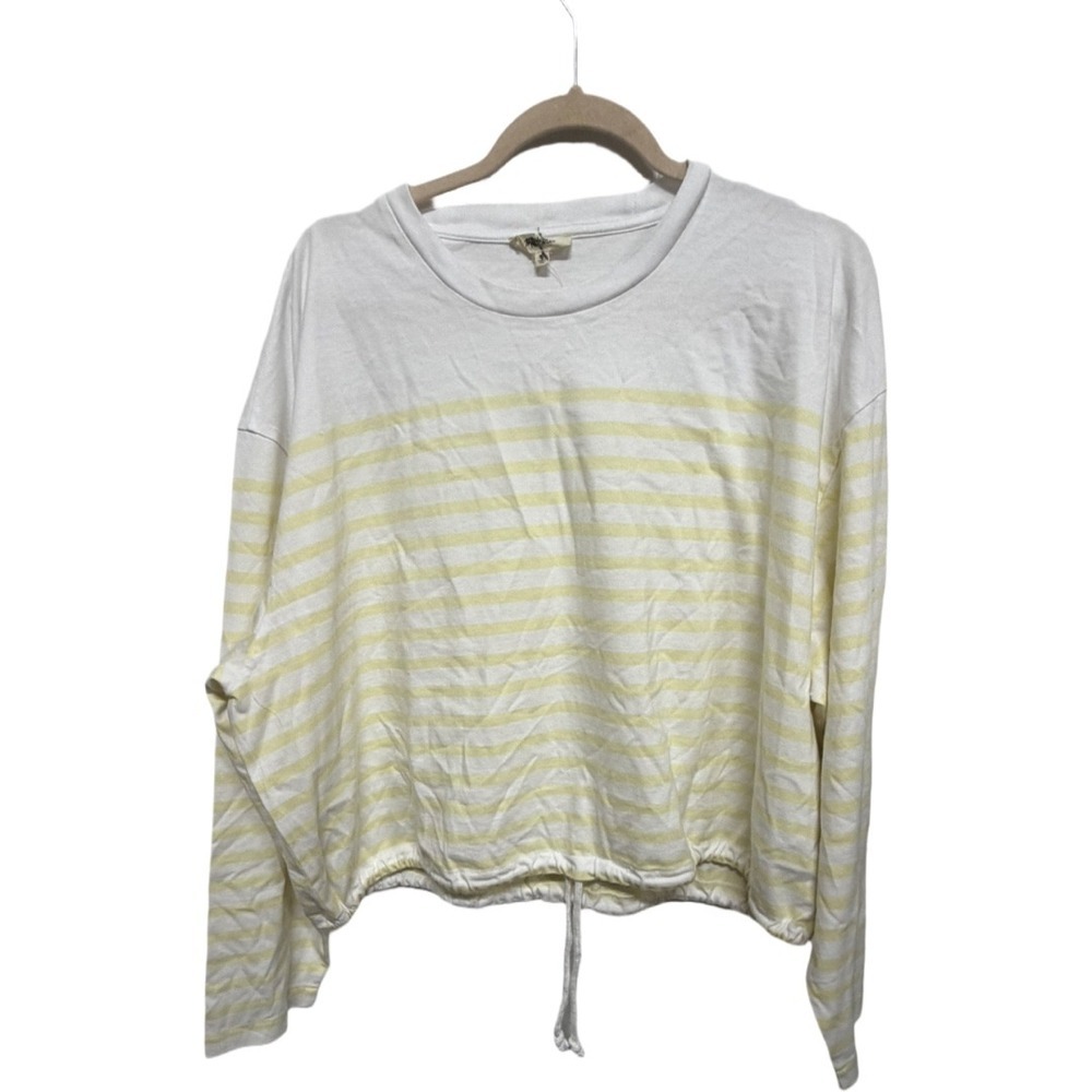 Madewell The Tie-Waist Tee Allday Jersey NZ385 Yellow Stripe Long Sleeve XL - Picture 5 of 11